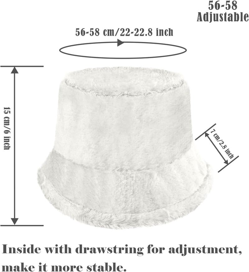 Yonchic Store Winter Soft Faux Fur Plush Bucket Hat, Lovely Fisherman Cap, Fashion Outdoor Thick Warm Sun Cap for Women - Image 2